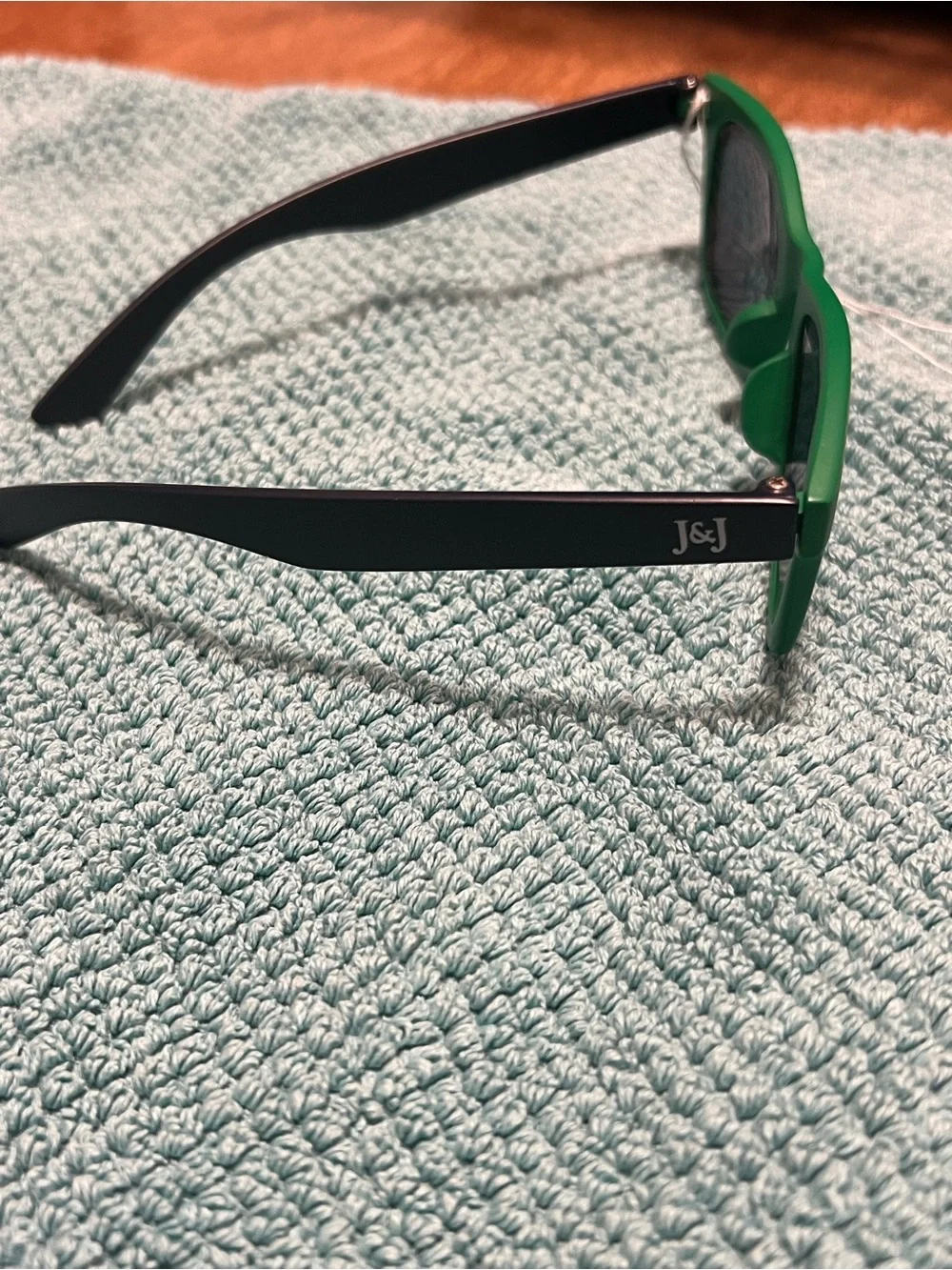 Janie and Jack Kids Rectangular Sunglasses Green Plastic Frame Black Lenses
